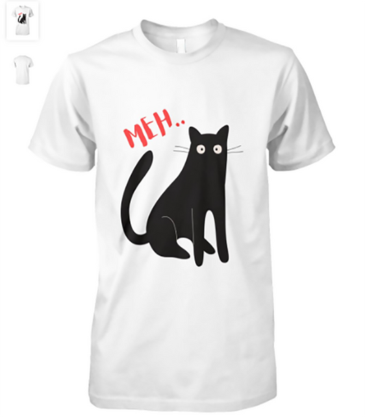 Funny Cat Meh Black Cat For Men Women Meow Gifts T-Shirt